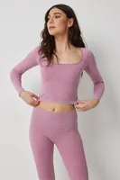 Ardene Seamless Ribbed Long Sleeve T-shirt in | Size | Elastane/Polyamide
