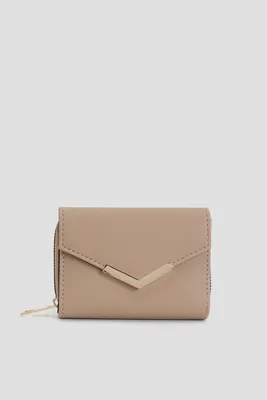 Ardene Small Envelope Wallet in Beige | Faux Leather/Polyester