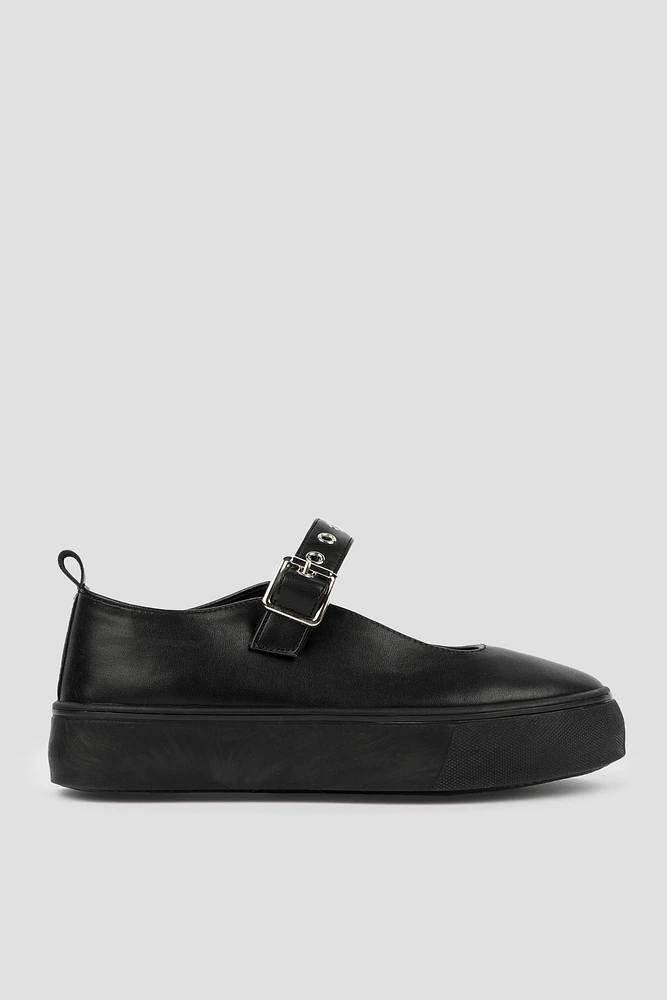 Ardene Mary Jane Sneakers in Black | Size | Faux Leather