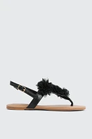 Ardene 3D Floral V Strap Sandals in | Size | Faux Leather