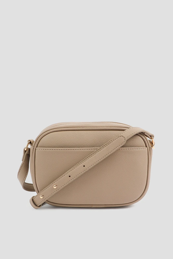 Ardene Faux Leather Crossbody Bag in Beige | 100% Recycled Polyester/Faux Leather | Eco-Conscious