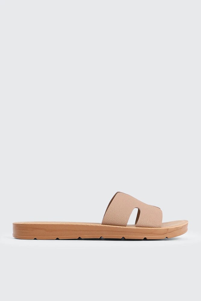 Ardene H-Strap Sandals in Blush | Size | Faux Leather | Eco-Conscious