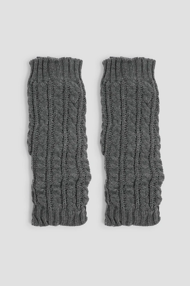 Ardene Cable Knit Leg Warmers in Dark Grey | 100% Acrylic