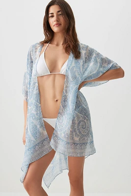 Ardene Paisley Cover Up in Light Blue | Polyester