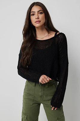 Ardene Boxy Open Stitch Sweater in | Size | Polyester/Cotton