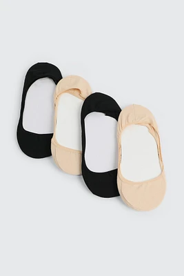 Ardene 4-Pack of No-Show Shoe Liners in Beige | Polyester/Spandex