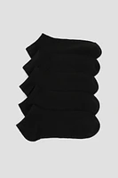 Ardene 5-Pack Solid Ankle Socks in Black | Polyester/Elastane