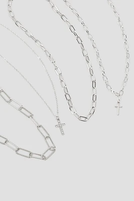 Ardene 4-Pack Necklaces with Cross Pendants in Silver