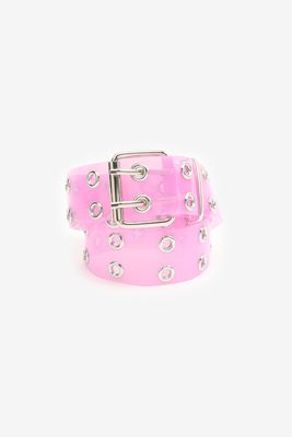 Ardene Clear Grommet Belt in Pink | Size