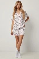 Ardene Satin PJ Set in White | Size Large | Polyester/Spandex | Eco-Conscious