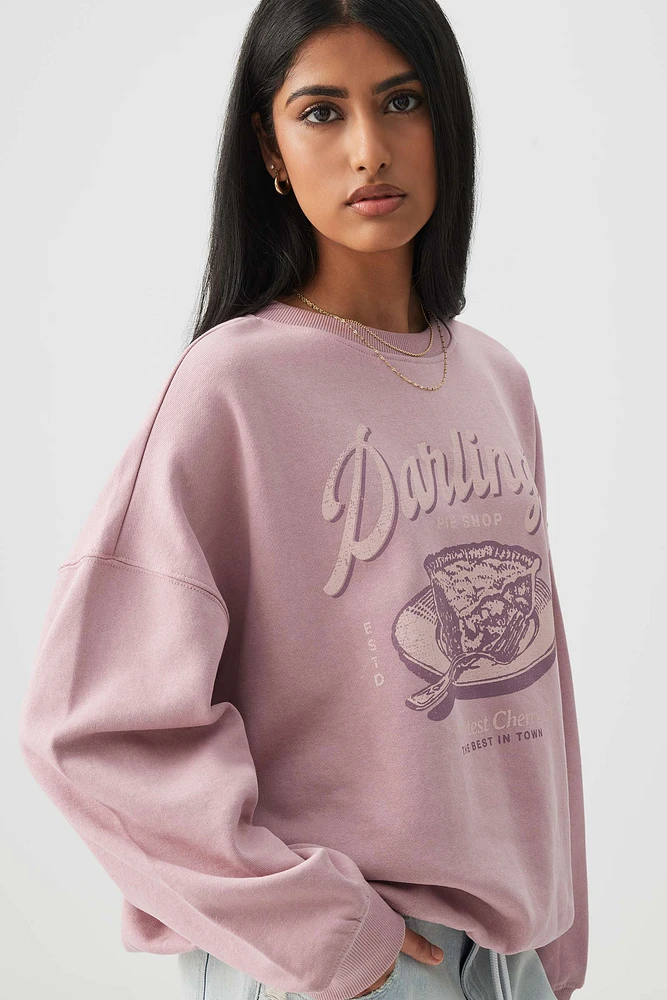 Ardene Gourmet Print Sweatshirt in | Size | Fleece-Lined