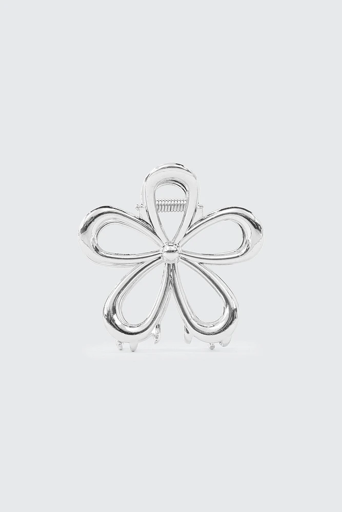 Ardene Metal Flower Hair Claws in Silver