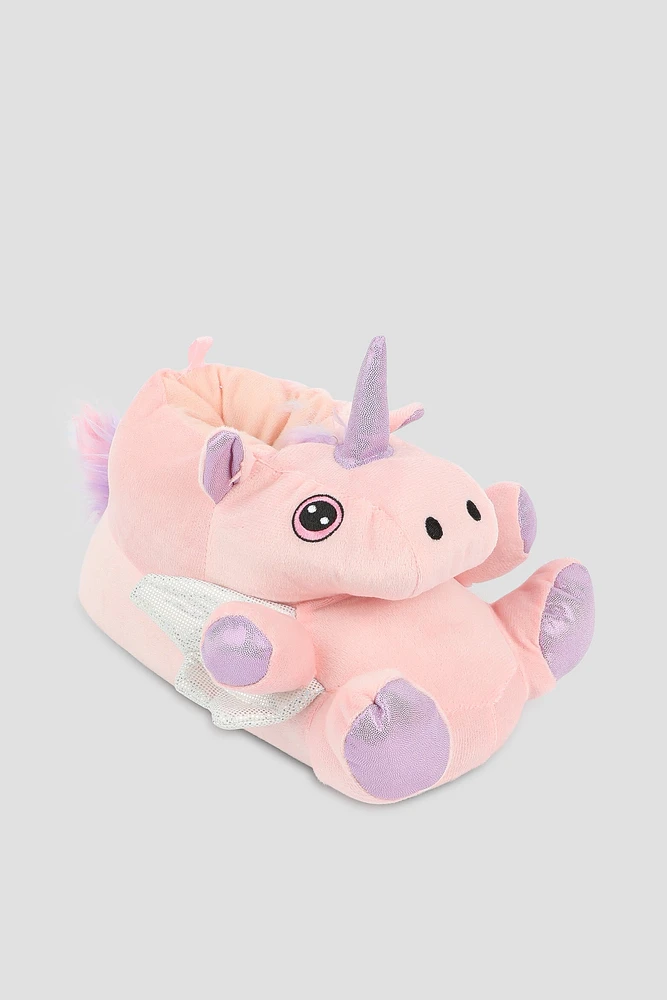 Ardene Plush Animal Slippers in Light Pink | Size | Polyester/Cotton | Eco-Conscious