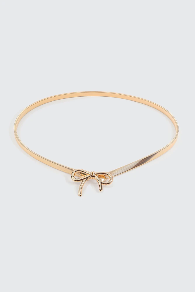 Ardene Bow Waist Belt in Gold | Size