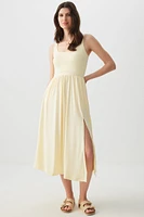 Ardene Super Soft Midi Dress with Slit in Light | Size | Polyester/Elastane | Eco-Conscious
