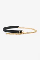 Ardene Mixed Media Belt in Black | Size Small | Faux Leather