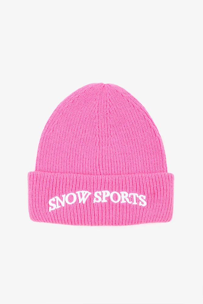 Ardene Snow Sports Ribbed Beanie in Pink | Polyester | Eco-Conscious