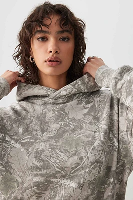 Ardene Camouflage Hoodie in Grey | Size | Polyester/Cotton | Fleece-Lined