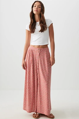 Ardene Button Front Flowy Maxi Skirt in Medium Pink | Size | Polyester/Spandex
