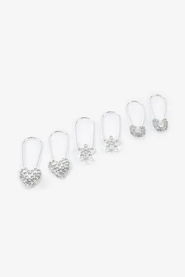 Ardene Pack of Safety Pin Earrings in Silver | Stainless Steel