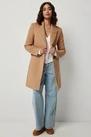 Ardene Two-Button Brushed Coat in Cognac | Size | Polyester