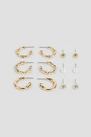 Ardene 6-Pack of Assorted Studs & Hoop Earrings in Gold | Stainless Steel