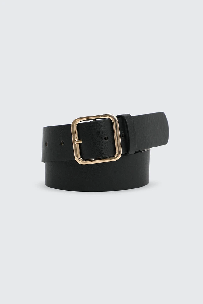 Ardene Faux Leather Belt in Gold | Size