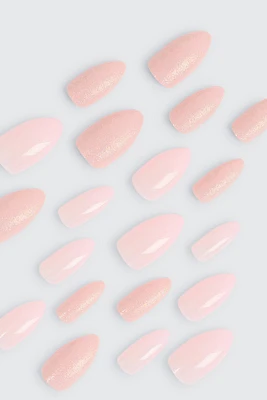 Ardene 20-Pack Glitter Almond Fake Nails in Light Pink