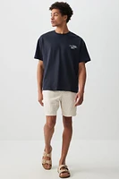 Ardene Man Printed Boxy T-Shirt For Men in Dark Blue | Size | 100% Cotton