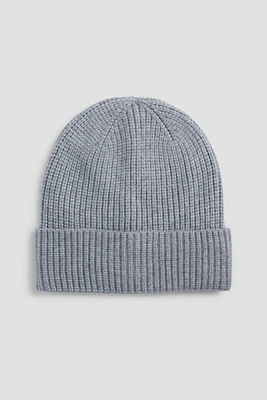 Ardene Solid Ribbed Beanie in Grey | Polyester/Elastane