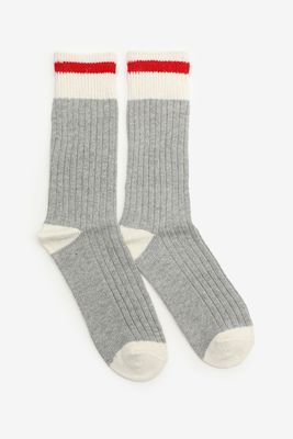 Ardene Man Wool-Blend Cabin Socks for Men in Grey | Polyester/Spandex