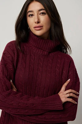 Ardene Cable Knit Turtleneck in | Size | Polyester/Spandex