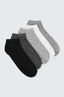 Ardene 5-Pack of Solid Ankle Socks in Grey | Polyester/Spandex