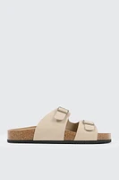 Ardene Man Two-Buckle Sandals For Men in Beige | Size | Faux Leather/Faux Suede