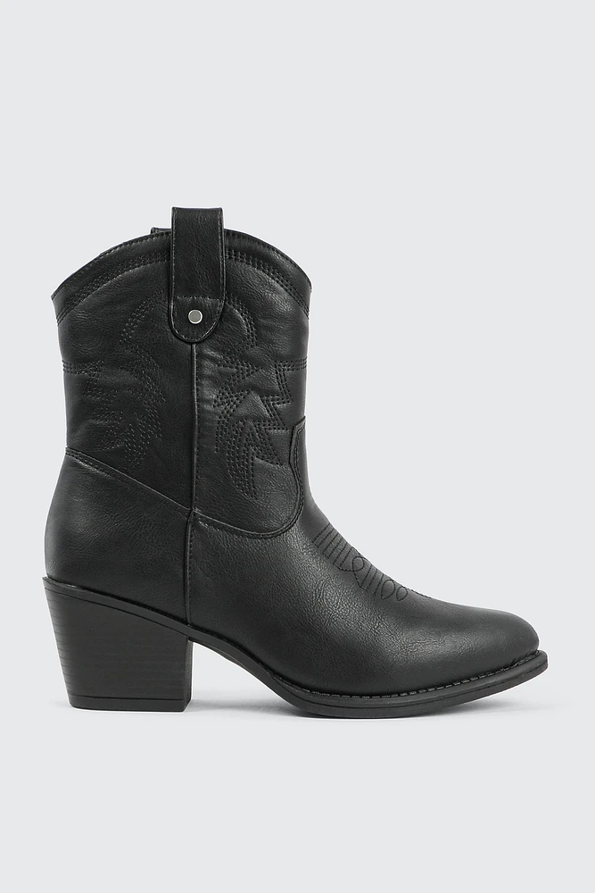 Ardene Cowboy Inspired Boots with Distressed Detail in | Size | Eco-Conscious