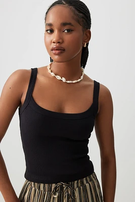 Ardene Basic Ribbed Scoop Neck Tank Top in | Size | Cotton/Elastane | Eco-Conscious
