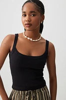 Ardene Basic Ribbed Scoop Neck Tank Top in | Size | Cotton/Elastane | Eco-Conscious