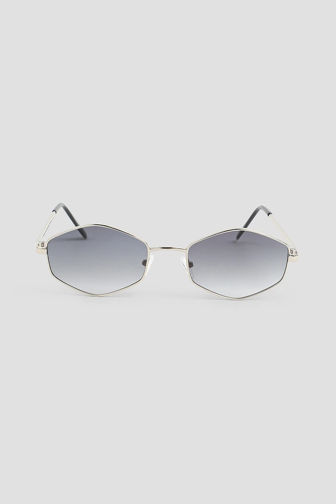 Ardene Hexagonal Sunglasses in Silver