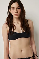 Ardene Metallic Bralette Bikini Top in Black | Size | Polyester/Nylon/Spandex | Microfiber