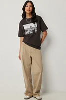 Ardene Low Rise Pleated Chinos in Beige | Size | Spandex/Cotton | Eco-Conscious