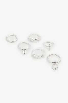Ardene 6-Pack Vintage Silver Tone Rings | Size