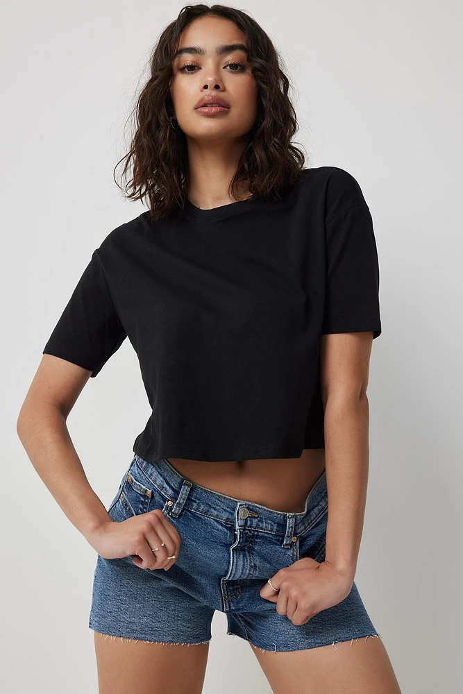 Ardene Basic Organic Cotton Boxy T-Shirt in | Size | Cotton/Elastane | Eco-Conscious