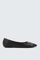 Ardene Multi Strap Ballet Flats with Buckles in Black | Size | Faux Leather | Eco-Conscious