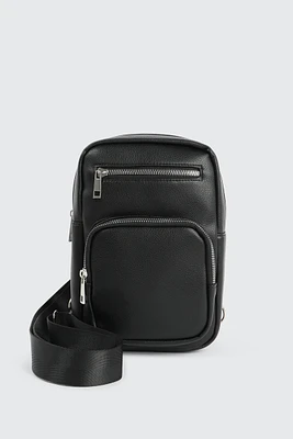 Ardene Faux Leather Sling Bag in Black | Faux Leather/Polyester | Eco-Conscious