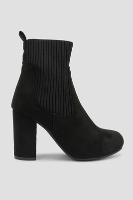 Ardene Block Heel Sock Boots in Black | Size | Faux Suede | Eco-Conscious