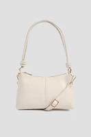 Ardene Knotted Handle Shoulder Bag in White | 100% Recycled Polyester/Faux Leather | Eco-Conscious