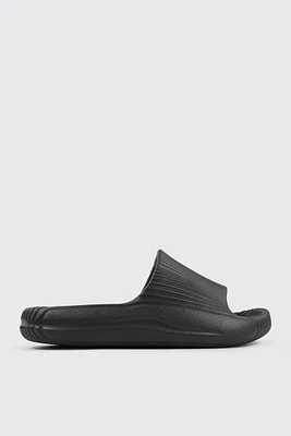 Ardene Textured Slides in Black | Size