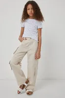 Ardene Straight Leg Cargo Pants in Beige | Size | 100% Cotton