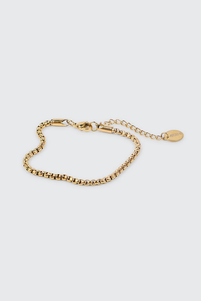 Ardene Stainless Steel Box Chain Bracelet in Gold