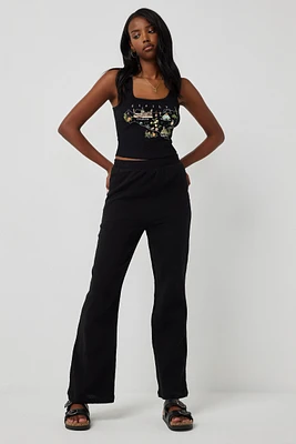 Ardene Crinkle Woven High Rise Wide Leg Pants in Black | Size | 100% Cotton